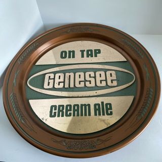 Genesee Cream Ale Beer Sign Plastic 16 " Tray Sign On Tap - Mirror - Vintage