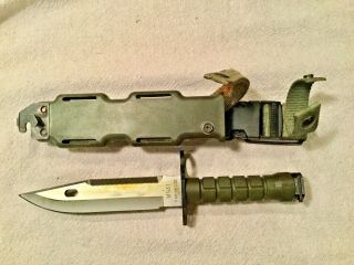Phrobis 3,  M9a1 Bayonet,  Made By Marto,  Spain,  W/orig Scabbard,  Stone,  Belt Hook