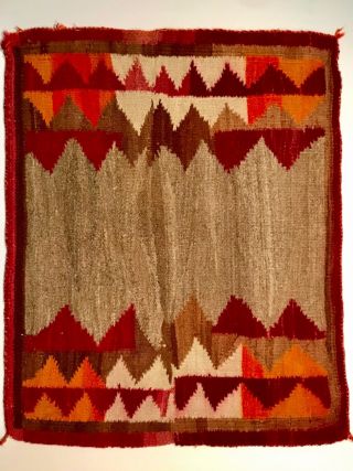 Historic Navajo Saddle Blanket,  Transitional Period Color,  Dark Handspun Center,  Nr