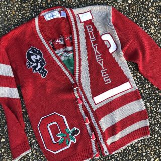 Vintage Osu Ohio State University Football Ugly Christmas Sweater Holy Grail M L