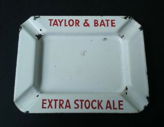 Vintage Enamel Bar Ashtray Taylor & Bate Extra Stock Ale St.  Catharines Ontario