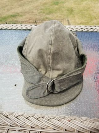 Vintage Filson Duck Canvas Hunter Trapper Hat Large Wool Lined Usa - L