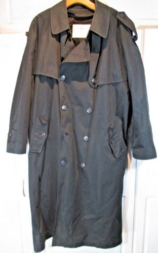 London Fog Towne Vtg Long Raincoat Rain Trench Coat Mens 42 Reg Black Liner