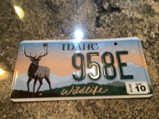 Idaho Elk License Plate 958e Wildlife Id Mountains 2010 Embossed