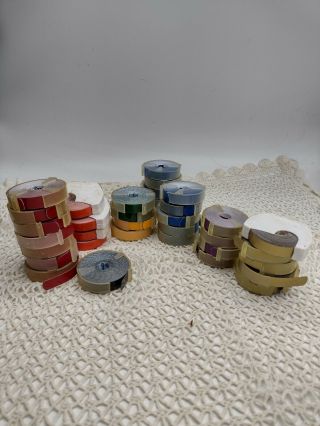 34 Dymo Labelling Tape Vintage 3/4 " Gold Red Orange Yellow Green Blue Purple