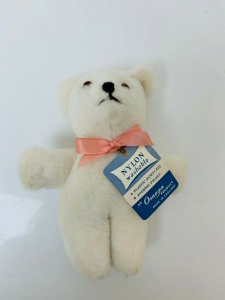 Vintage 1960s Plush Pram Toy Omega White Teddy Bear Old Stock