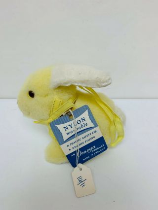 Vintage 1960s Plush Pram Toy Omega Little Lemon Bunny Rabbit Old Stock