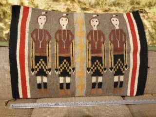 Old Yei Navajo Rug Textile 22 X 31 With 4 Figures And Corn In Middle