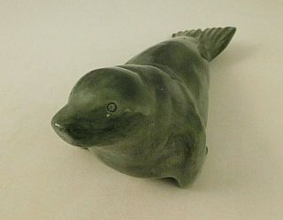 Eskimo Art Carved Soapstone Seal Sculpture