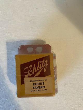 Vtg.  1957 Schlitz Beer Can Salt & Pepper Set Marked Rosies Tavern Dow City Iowa