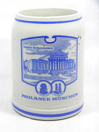 Vintage German Beer Mug Stein,  " Paulaner Munchen ".  5l Stoneware,  W,  Germany