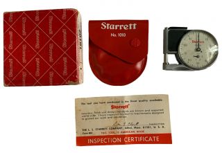 Vintage Starrett No.  1010 Dial Indicator Pocket Gage In Case