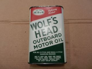Vintage Wolf’s Head Outboard Motor Oil Can 1 - Quart Ex