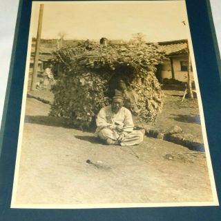 1924 Old Wiju Korea Elderly Man Noonday Rest Street Scene Photo
