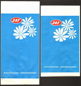 Jat Yugoslav Airlines 2 Air Sickness Bags Different Size