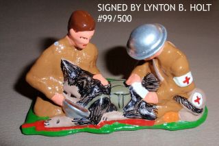 Signed & Numbered Holt Lead Toy Soldier With Medic & Injured Dog Lynton B.  Holt
