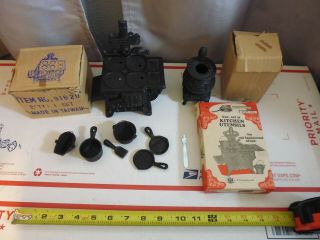Vintage Miniature Queen Cast Iron Stove And Accessories