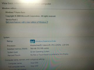 Vintage Laptop Dell Inspiron 1000 Windows XP 7,  Office 2007,  Intel 2.  2 GHz 40GB 3