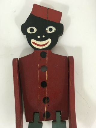 Vintage Black Americana Folk Art Wooden Jointed Dancing Man Puppet Character Toy