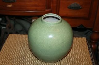 Chinese Celadon Vase Green Color Bulbous Shape Porcelain Chinese Vase