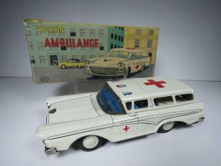 Vintage Atc Japan Tin Friction Ambulance With Box