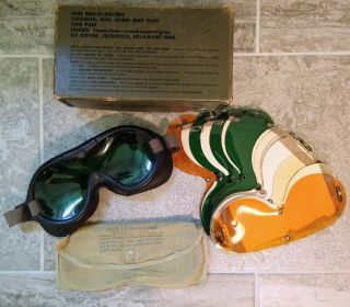 Vintage Nsn 8465 - 01 - 004 - 2893 Sun Wind Dust Military Goggles 8 Lens Army