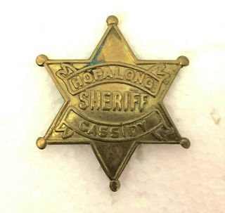 1950 Brass Hopalong Cassidy Sheriff Badge Toy For Cap Gun Cowboys