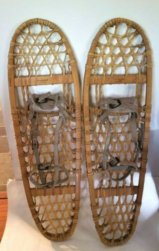 Vintage Vermont Tubbs 10 " X 36 " S4 Snow Shoes Leather Bindings Lacquer Finish