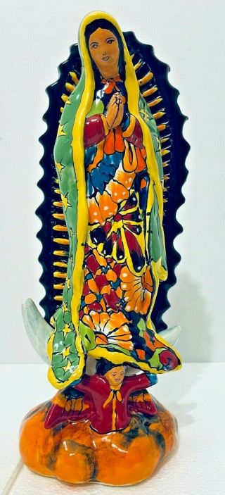 Mexican Talavera Figure Virgin Mary Guadalupe Gerardo Garcia Pottery Folk Art