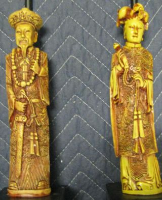 Vintage Chinese Resin Royal Emperor and Empress Lamp Tables Figure (Set of 2). 2