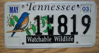 Single Tennessee License Plate - 2003 - 1ww819 - Watchable Wildlife