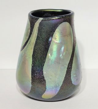 Vintage Signed Charles Lotton Iridescent Art Glass Cypriote Vase