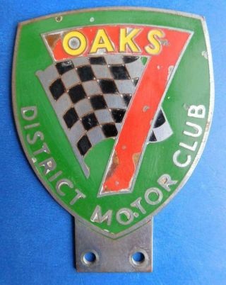 Vintage Enamel 7 Oaks Sevenoaks District Motor Club Radiator Touring Car Badge