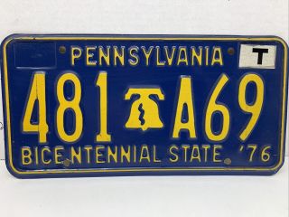 Vintage 1976 Bicentennial Pennsylvania Metal License Plate Tags ‘76 Pa 481 A69