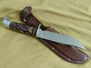 Western Usa W36 10 " Plum Crazy Fixed Blade Hunting Knife W/sheath