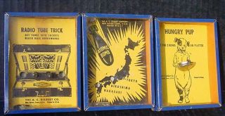 3 1940s A.  C.  Gilbert Dexterity Puzzles Atomic Bomb,  Hungry Pup,  Radio Tube Trick