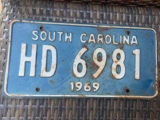1969 South Carolina License Plate Hd 6981 Tag Sc