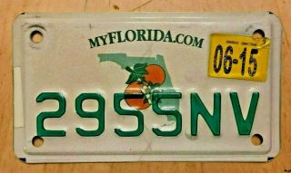 2015 Florida Graphic Motorcycle Cycle License Plate " 2955 Nv " Fl