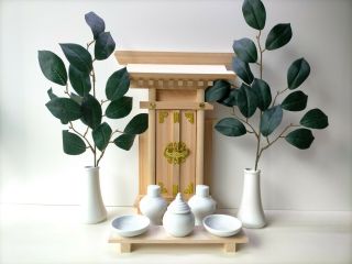 Kamidana Household Shinto Altar Shelf Miniature Shrine Ornament God Standard Set