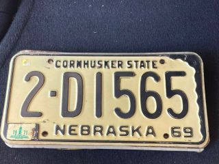 1969 Nebraska - Cornhusker State License Plate