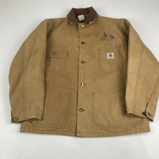 Vintage Carhartt Blanket Lined Chore Jacket - Size 42 Made In Usa Coat Brown