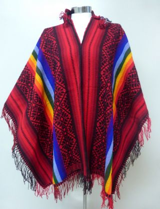 Shamans Hooded Poncho Cape - Andean Mountain Textile