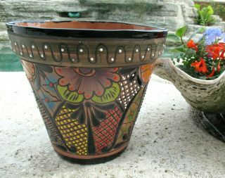 Talavera Planter Mexican Art Pottery Garden Flower Pot 12x13 "