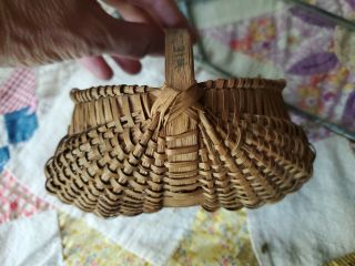 Small Miniature Vintage Woven Buttocks Egg Gathering Basket.  Very Good Cond