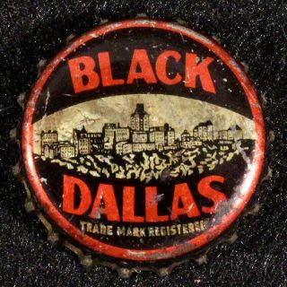 Black Dallas Cork Lined Beer Bottle Cap Schepps Dallas,  Texas Tex Crown Vintage,