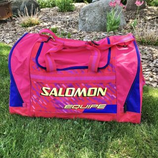 Large Vintage Salomon Equip Neon Duffle Gear Bag Hiking Rock Climb Camping