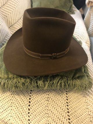 Vintage Resistol Unisex Brown Tall Western Cowboy Hat Size 6 7/8