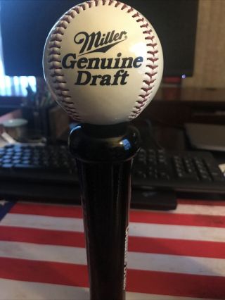 Miller Draft Beer Baseball On Bat Tap Handle
