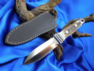 A G Russell Rogers,  Ark,  2014,  Sting 3,  Boot Knife,  Stag W/leather Sheath,