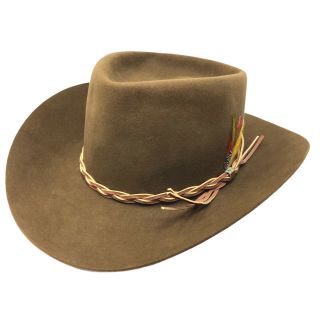 Vintage John B Stetson Company 3x Beaver Cowboy Hat Banded Feathers Size 7 1/2
